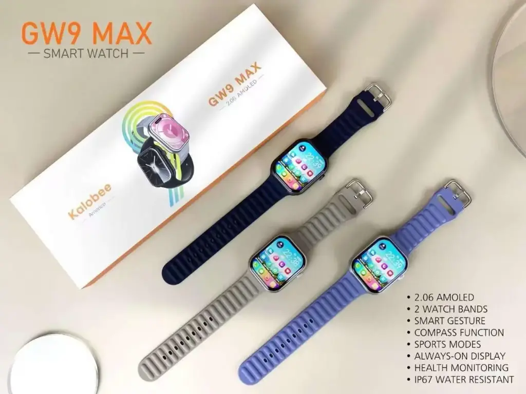 GW9 Max Smartwatch – Stylish Design, AMOLED Display, Wireless Calling, and Health Tracking