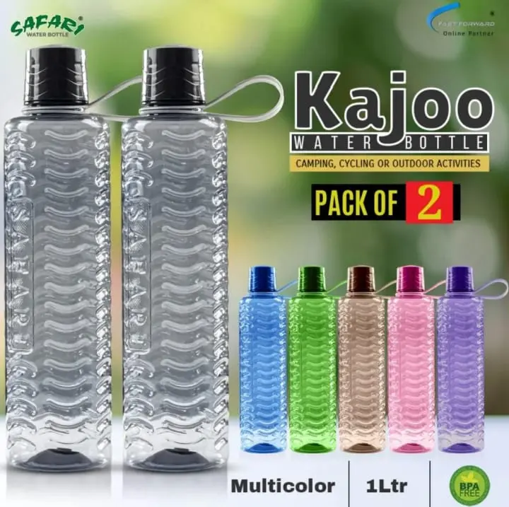 Safari Kajoo Water Bottle - Pack of 2 Bottles, 1 Litre Each, BPA-Free, Ideal for Fridge