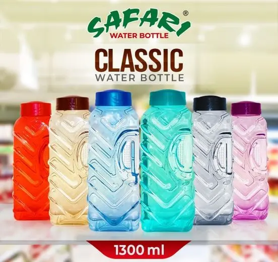 Safari Classic Water Bottle - Pack of 2 Bottles, 1300 ml Each, BPA-Free, Ideal for Hydration
