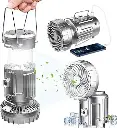 6 in 1 portable outdoor LED camping lantern with fan solar charge rechargeable light