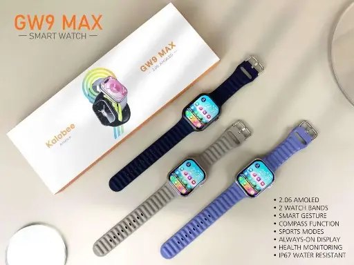 GW9 Max Smartwatch – Stylish Design, AMOLED Display, Wireless Calling, and Health Tracking