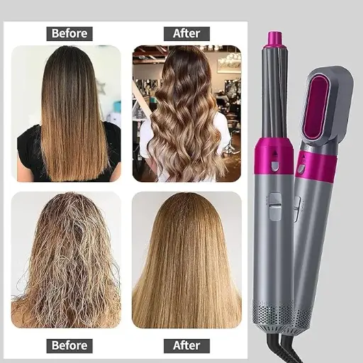 Dryer Hair Styler 5 in 1, Multifunctional Hair Dryer Styling Tool, Detachable 5-in-1 Multi-Head Hot Air Comb, The Negative Ion Automatic Suction Hair Curler, Does Not Hurt The Hair