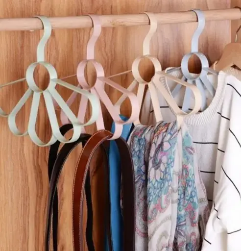 Flower Style Hanger SAVE SPACE – Scarf hanger is 5 Holes durable sectioned off holes in 1 single hanger