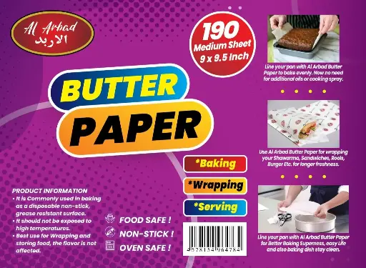 Al Arbad  Butter Paper for Wrapping,Serving And For Baking